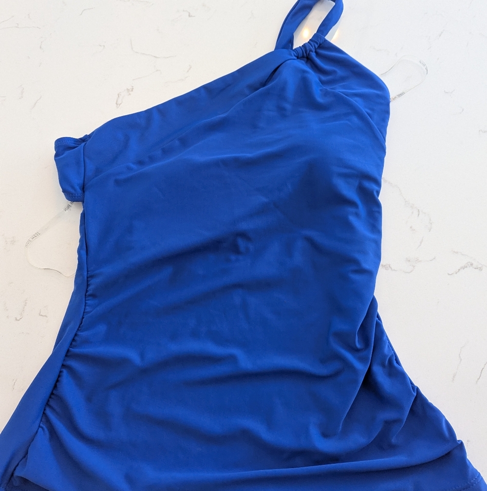 Nine West Cobalt Blue One Shoulder Tankini Nwt Medium